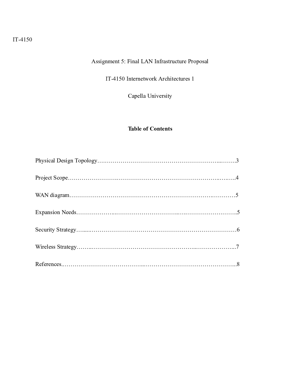 Preview image of Unit5 Assignment1.docx    IT-4150  Assignment 5: Final LAN Infrastructure Proposal  IT-415 document
